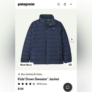 Patagonia Kids Down Sweater Jacket Navy